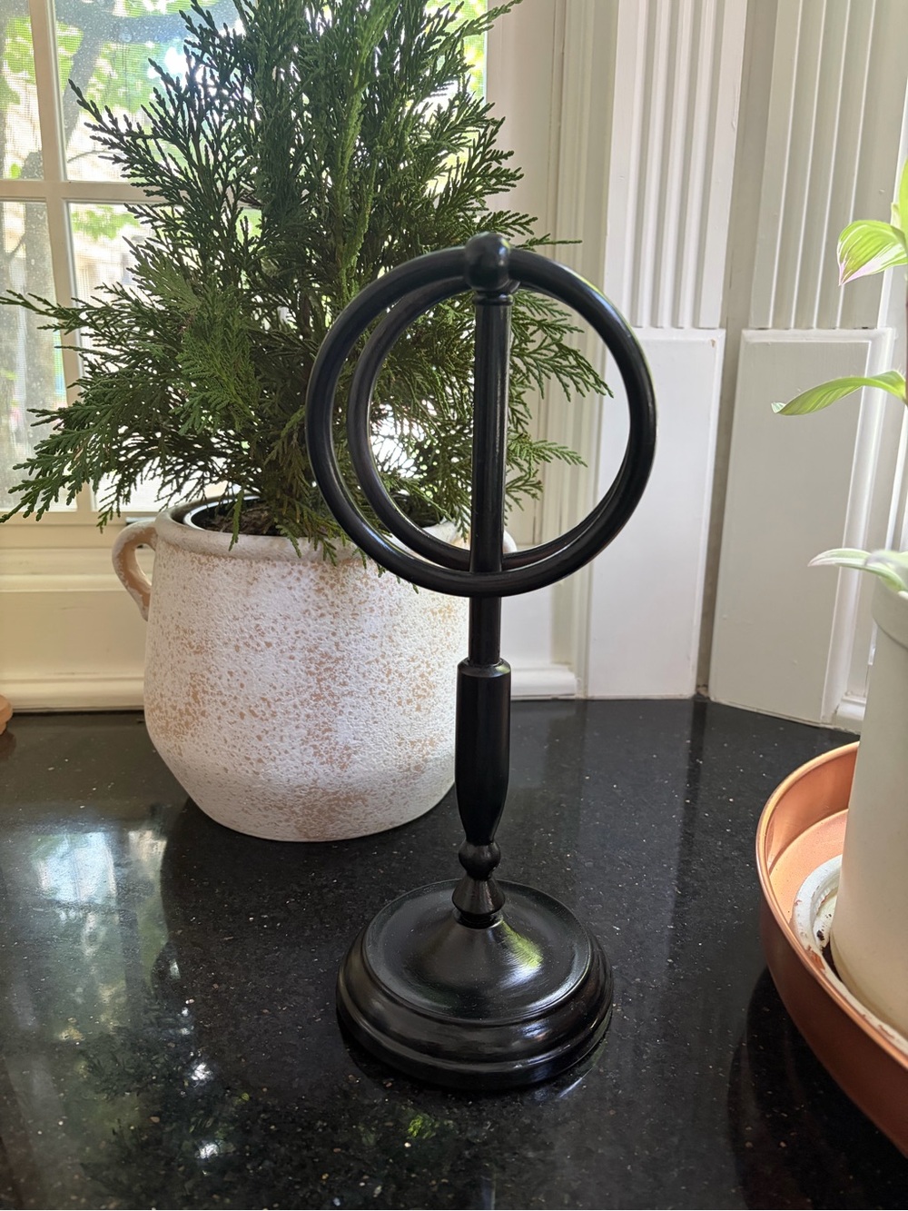 Black Double Ring Fingertip Towel Holder